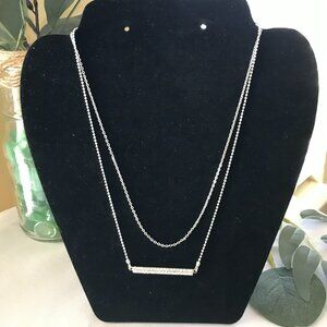Two Layering Silver Tone Necklaces